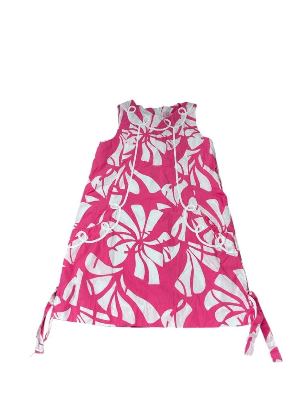 Lilly Pulitzer Pink and White Floral Sleeveless Tropical Shift Dress- Girls 6